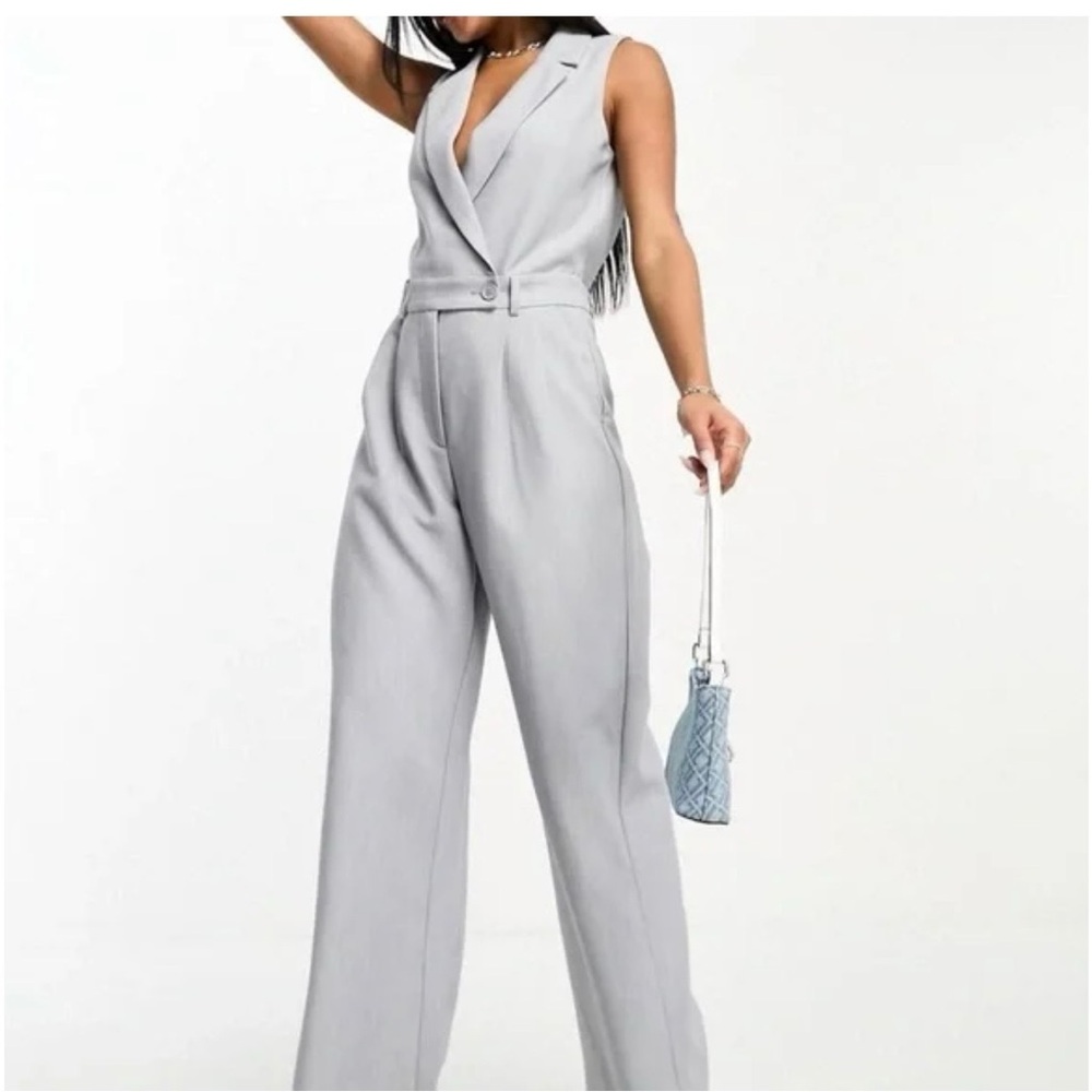 Abercrombie & Fitch Light Gray Tailored Jumpsuit